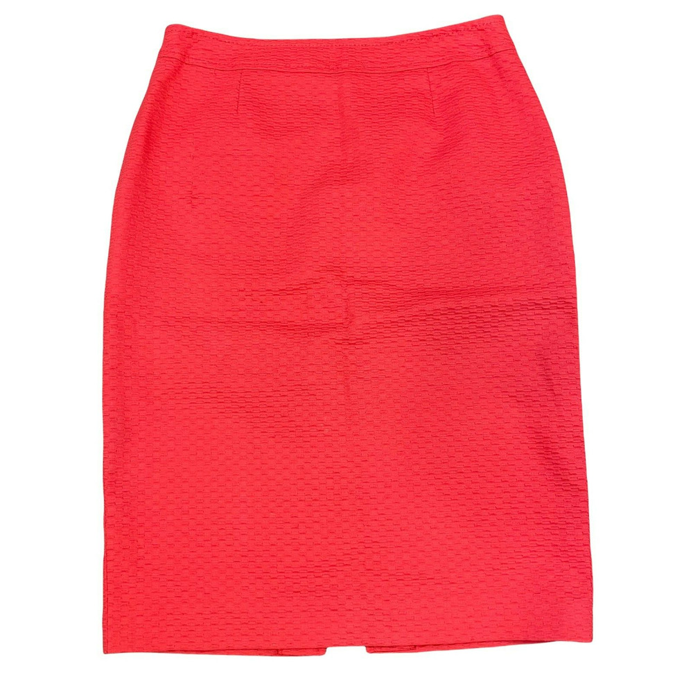 Laurel by Escada‎ Pencil Skirt 34 US 2 Women's Coral A-Line Brocade Split Classy